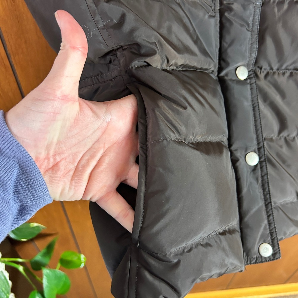 J.Crew Womens Down Puffer Vest Espresso Brown Quilted Snap Zip Small RN77388 - Picture 5 of 9